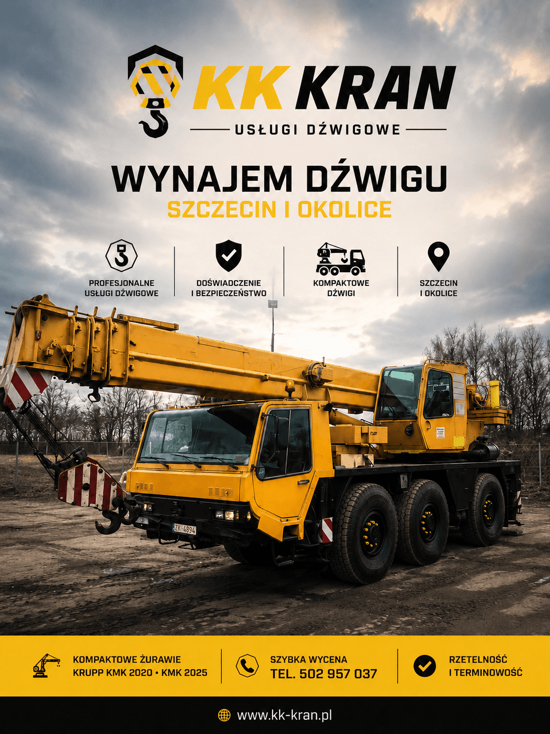 Read more about the article Wynajem dźwigu Szczecin – profesjonalne usługi dźwigowe KK Kran